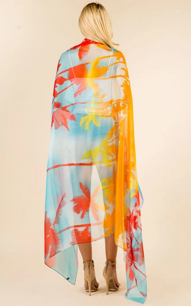 PP3360 Flower Colorful Printed Oblong Salon Scarf