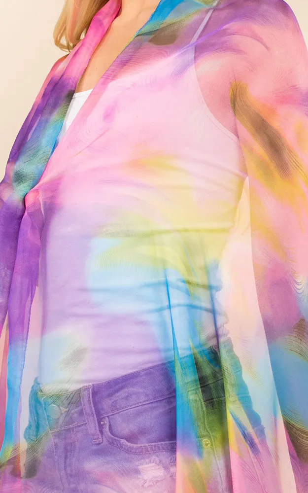 PP3360 Flower Colorful Printed Oblong Salon Scarf