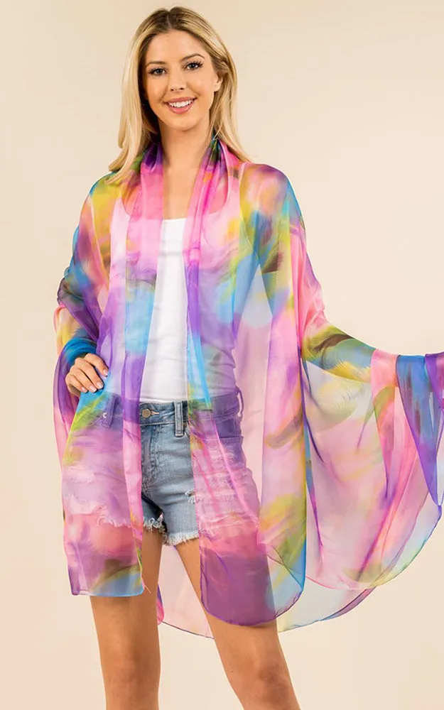 PP3360 Flower Colorful Printed Oblong Salon Scarf