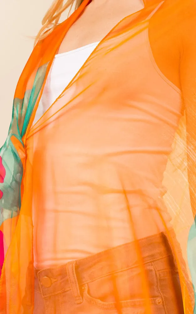 PP3360 Flower Colorful Printed Oblong Salon Scarf