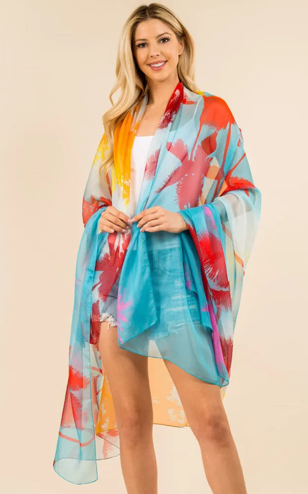 PP3360 Flower Colorful Printed Oblong Salon Scarf