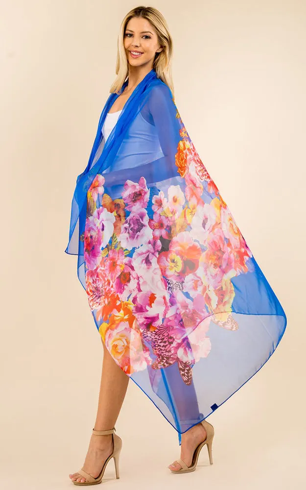PP3360 Flower Colorful Printed Oblong Salon Scarf