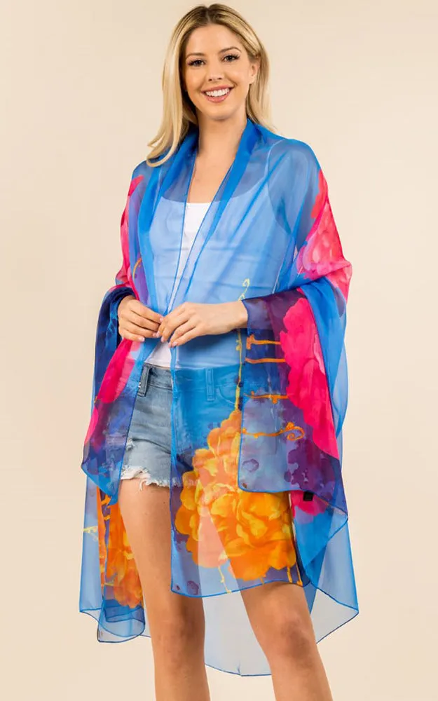 PP3360 Flower Colorful Printed Oblong Salon Scarf