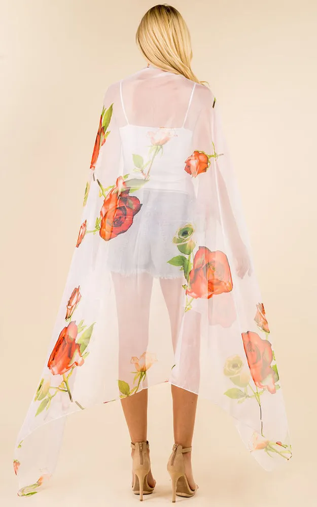 PP3360 Flower Colorful Printed Oblong Salon Scarf