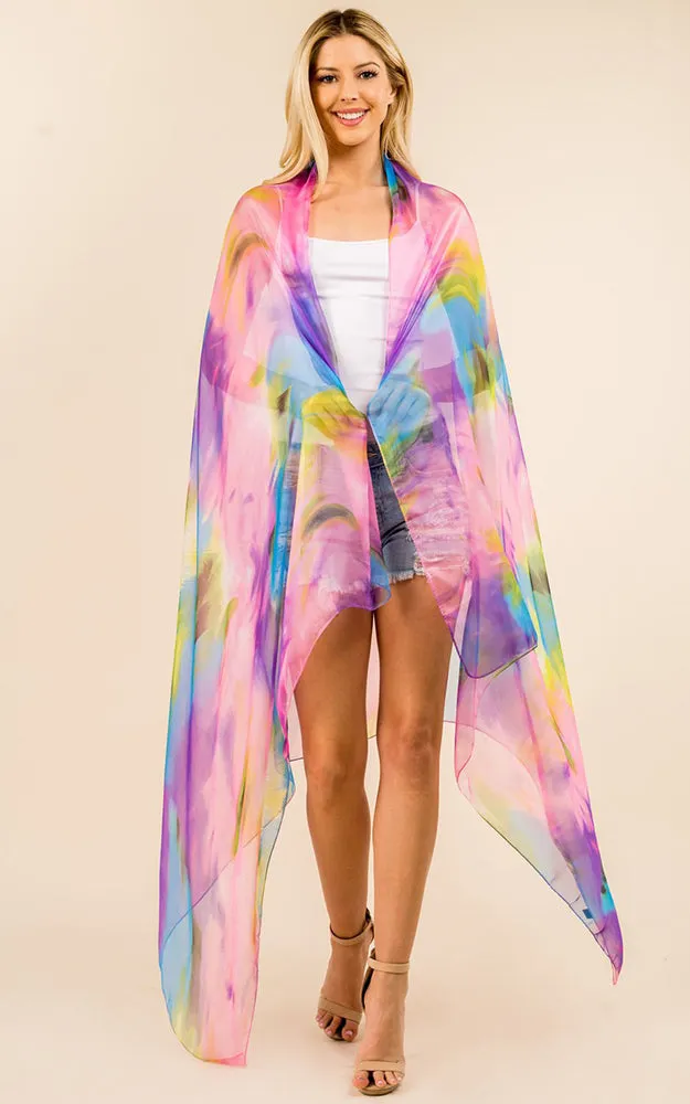 PP3360 Flower Colorful Printed Oblong Salon Scarf