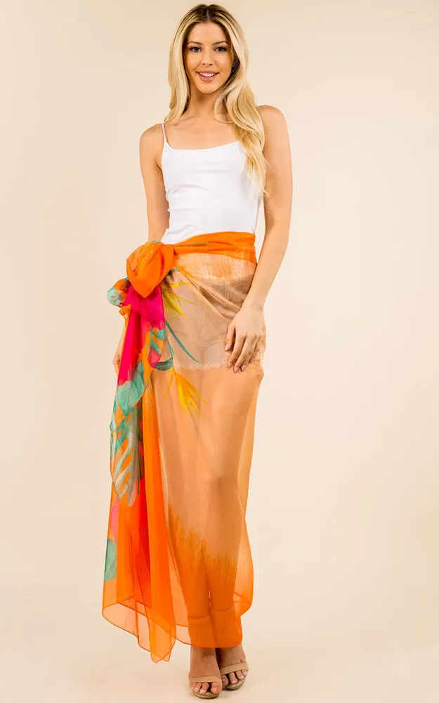 PP3360 Flower Colorful Printed Oblong Salon Scarf