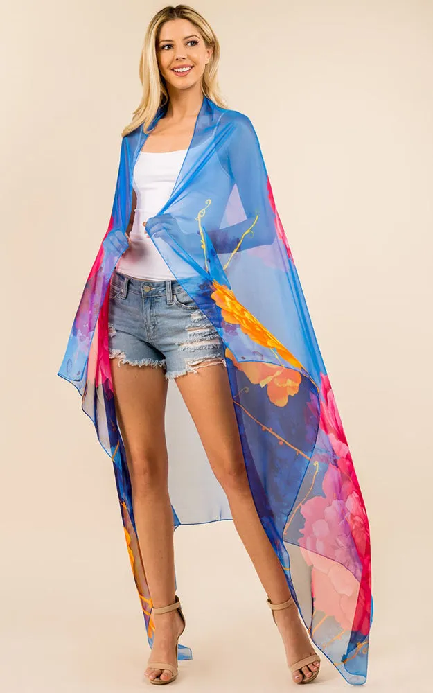 PP3360 Flower Colorful Printed Oblong Salon Scarf