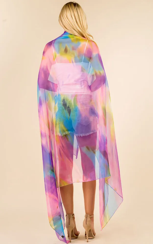PP3360 Flower Colorful Printed Oblong Salon Scarf