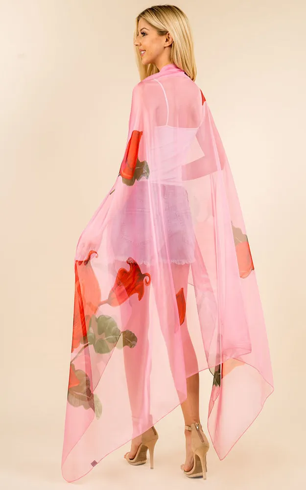PP3360 Flower Colorful Printed Oblong Salon Scarf