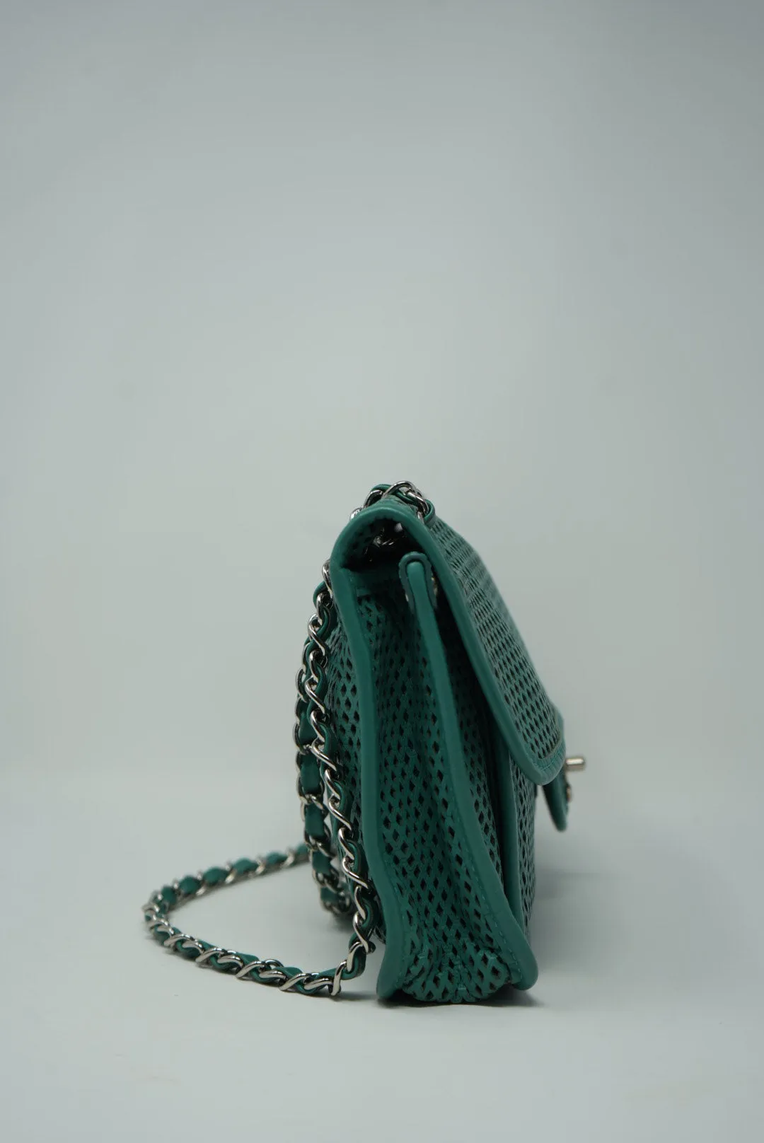 Pre-Owned Chanel Perforated Leather Classic Flap Bag Medium