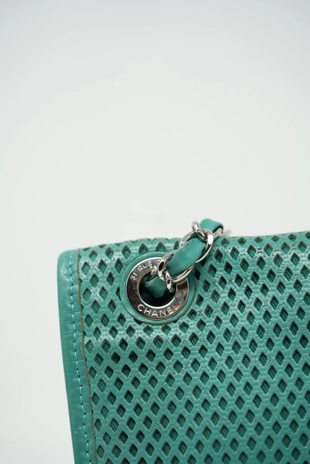 Pre-Owned Chanel Perforated Leather Classic Flap Bag Medium