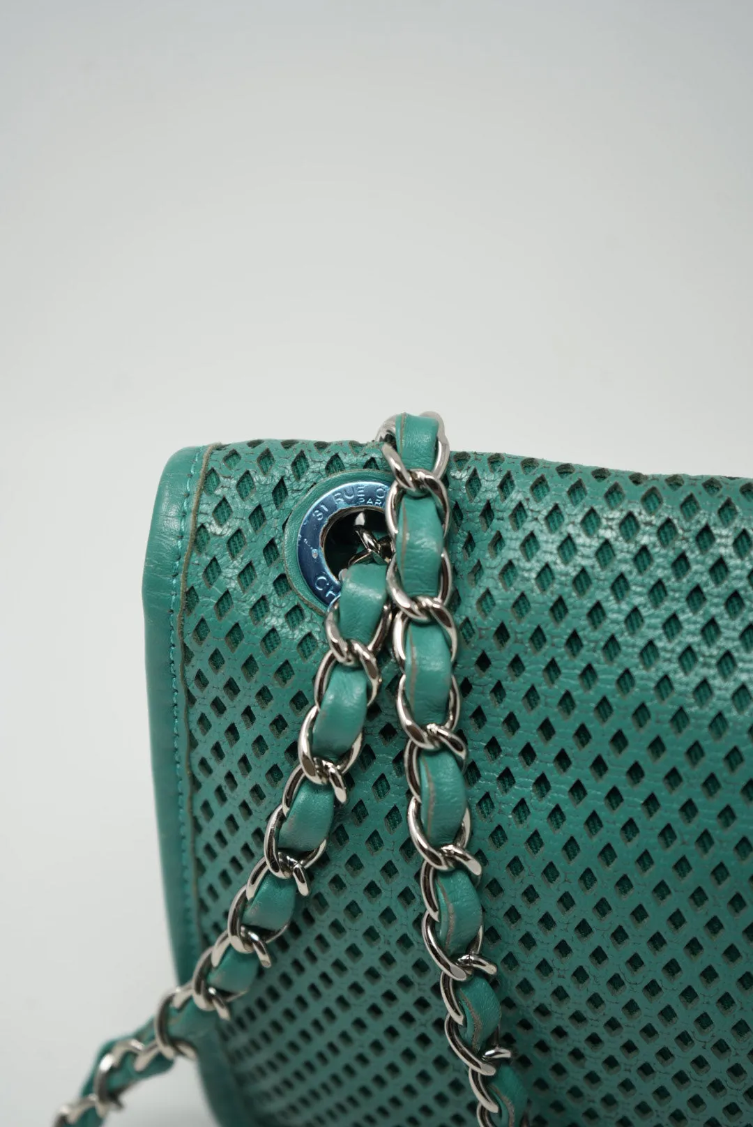 Pre-Owned Chanel Perforated Leather Classic Flap Bag Medium