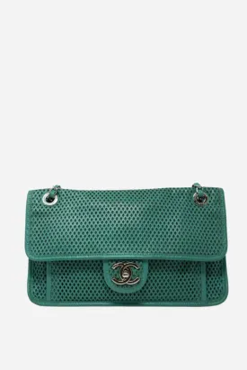Pre-Owned Chanel Perforated Leather Classic Flap Bag Medium