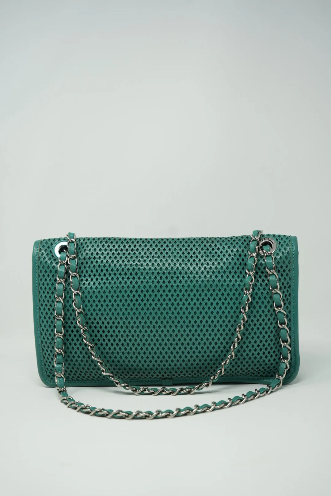 Pre-Owned Chanel Perforated Leather Classic Flap Bag Medium