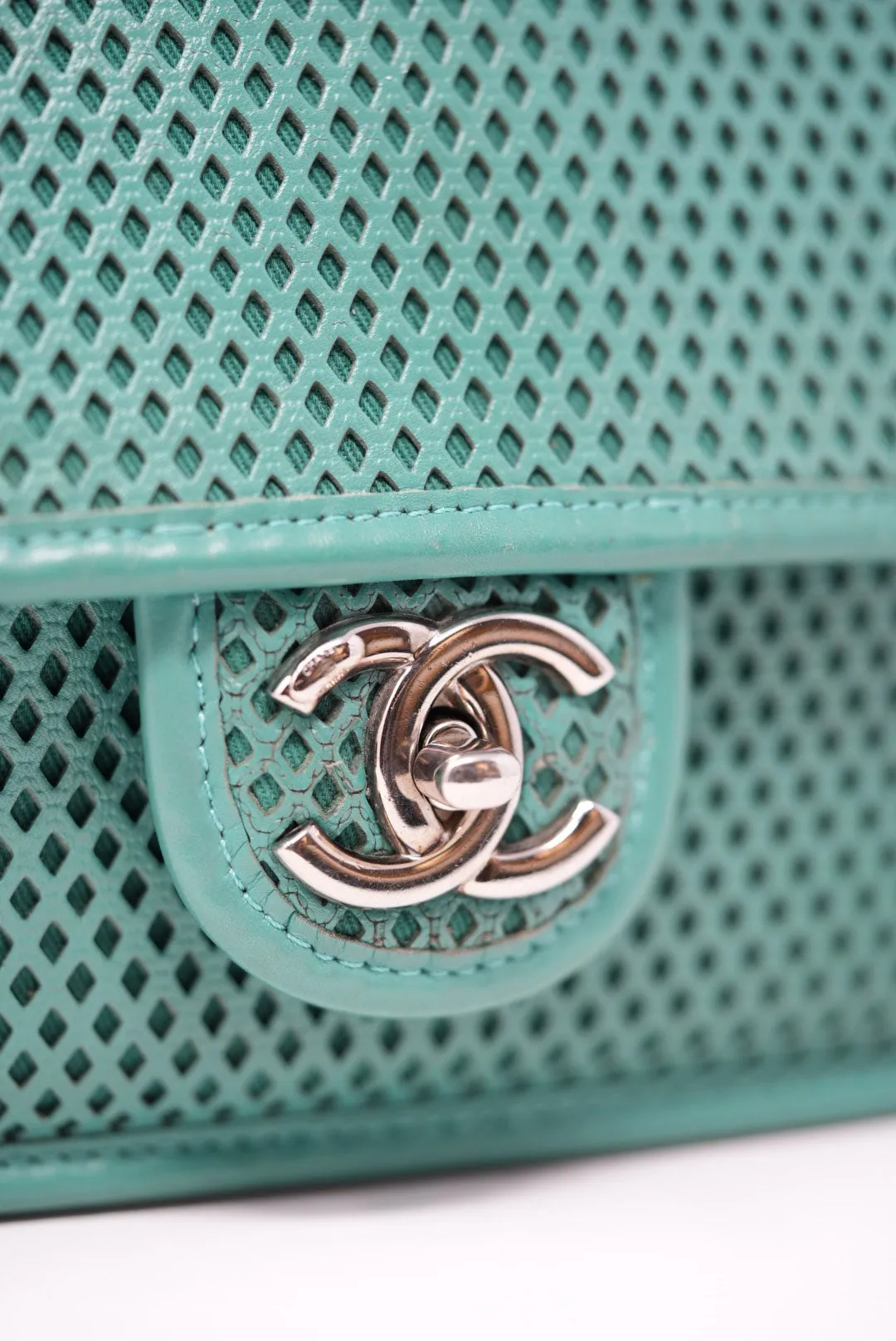 Pre-Owned Chanel Perforated Leather Classic Flap Bag Medium