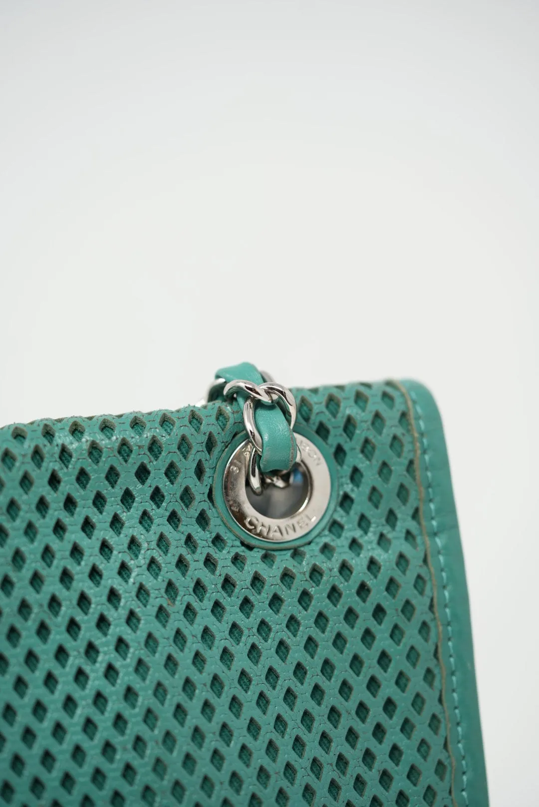 Pre-Owned Chanel Perforated Leather Classic Flap Bag Medium