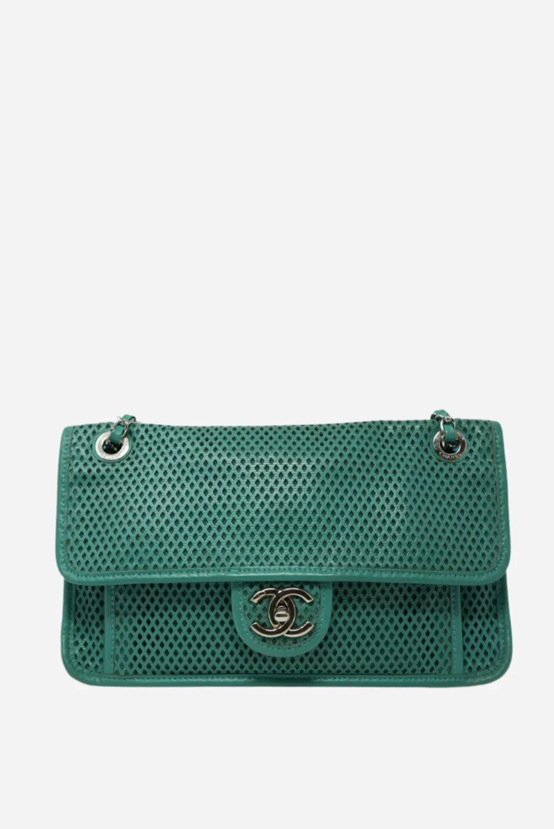 Pre-Owned Chanel Perforated Leather Classic Flap Bag Medium