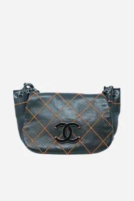 Pre-Owned Chanel Wild Stitch Black Calfskin Shoulder Bag
