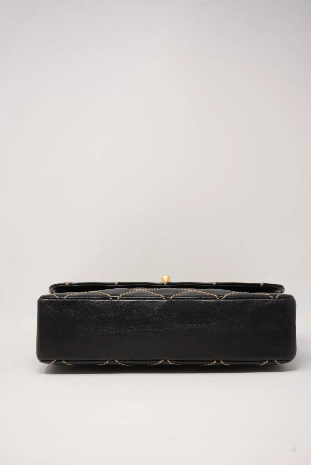 Pre-Owned CHANEL Wild Stitch Shoulder Bag Black 2003-2004