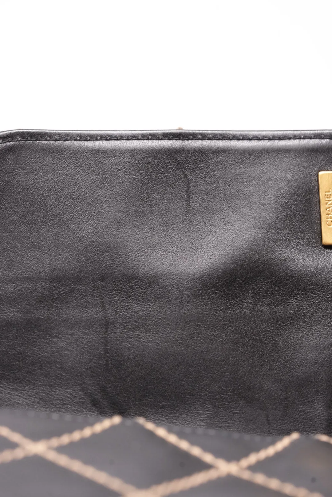 Pre-Owned CHANEL Wild Stitch Shoulder Bag Black 2003-2004