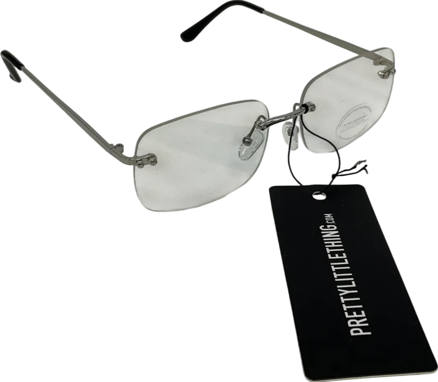 PrettyLittleThing Metallic Clear Square Rimless Sunglasses One Size
