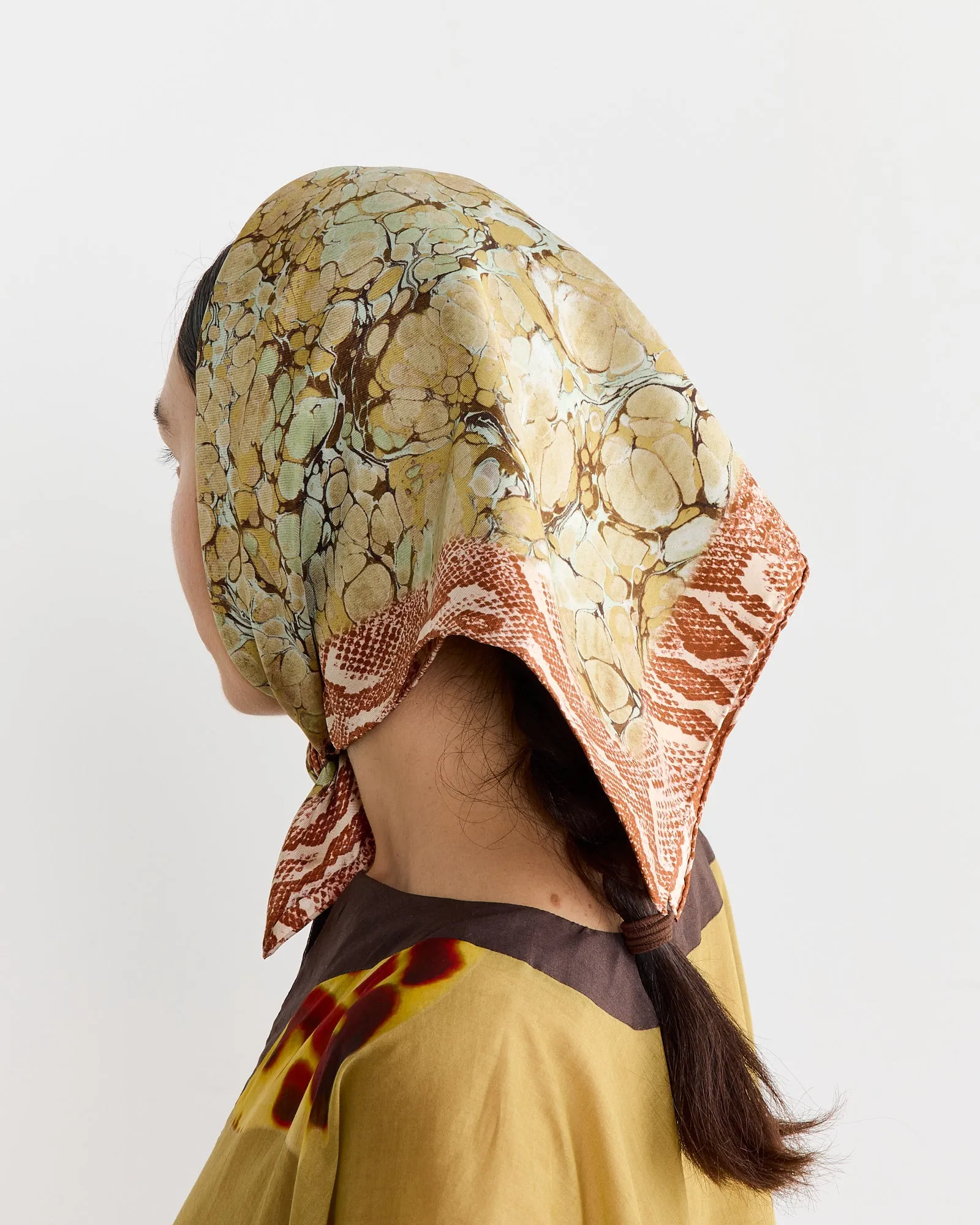 Printed Silk Scarf in Lime