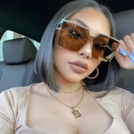"I Ride Fly" Oversize Square Sunglasses