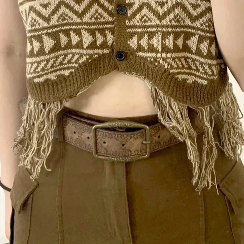 Retro Y2K Pattern Print Belt - Luxury Designer Buckle Pin Hip Hop Waistband