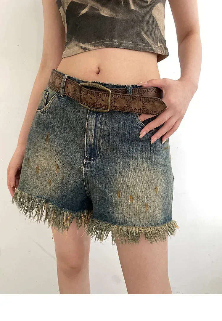 Retro Y2K Pattern Print Belt - Luxury Designer Buckle Pin Hip Hop Waistband