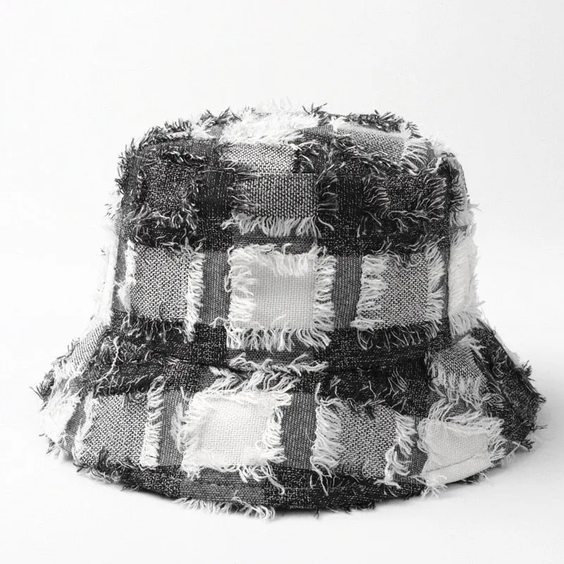 Saint-Dennis Fur Plaid Bucket Hat