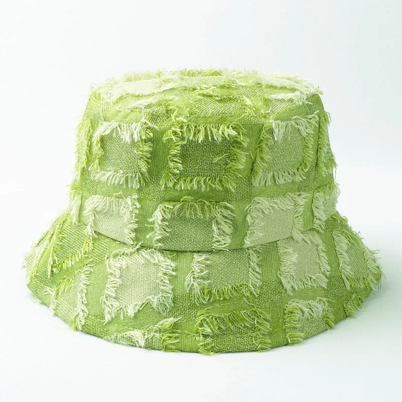 Saint-Dennis Fur Plaid Bucket Hat