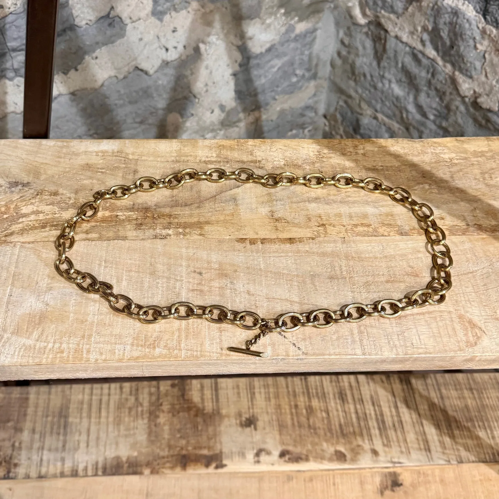 Saint Laurent Light Bronze Metal Chain Link Belt