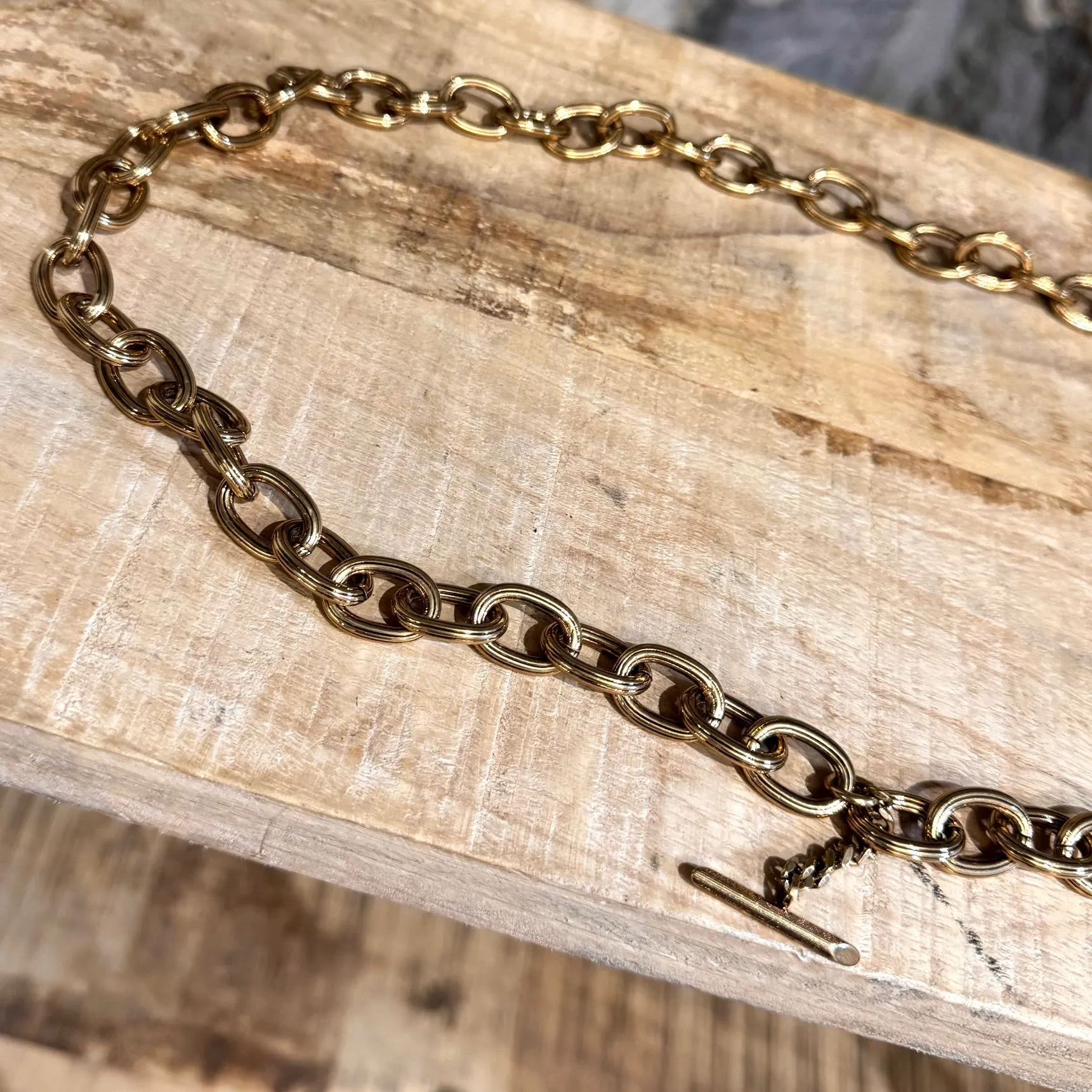 Saint Laurent Light Bronze Metal Chain Link Belt