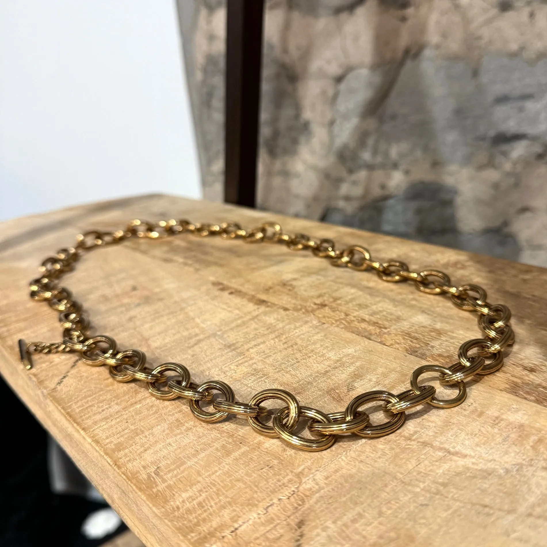 Saint Laurent Light Bronze Metal Chain Link Belt