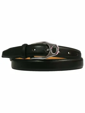 Skinny Leather Belt With Silver Buckle