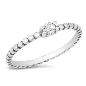 Small solitaire silver ring