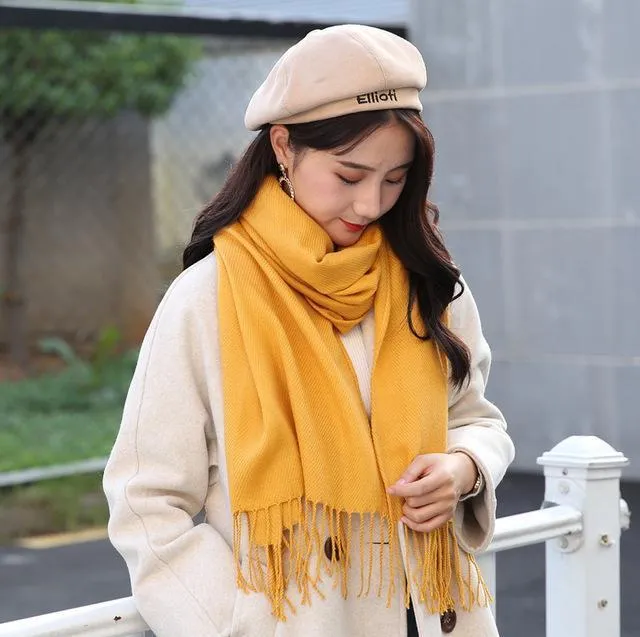 Soft Pashmina Scarf Stylish Large Warm Blanket Solid Winter Shawl