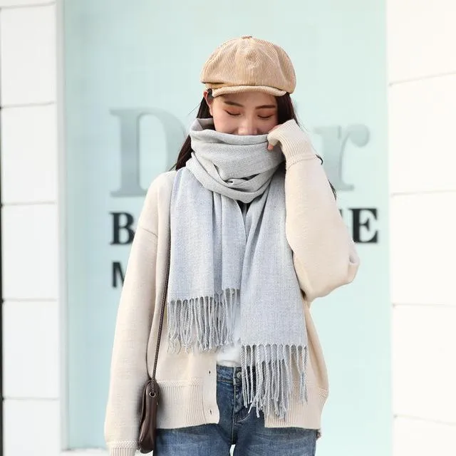 Soft Pashmina Scarf Stylish Large Warm Blanket Solid Winter Shawl