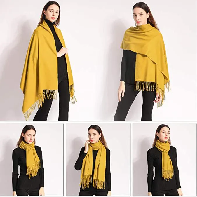 Soft Pashmina Scarf Stylish Large Warm Blanket Solid Winter Shawl