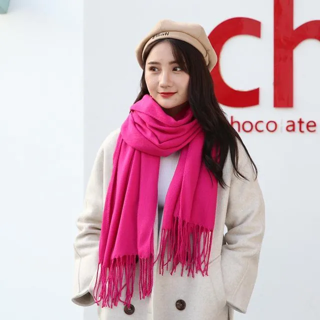 Soft Pashmina Scarf Stylish Large Warm Blanket Solid Winter Shawl