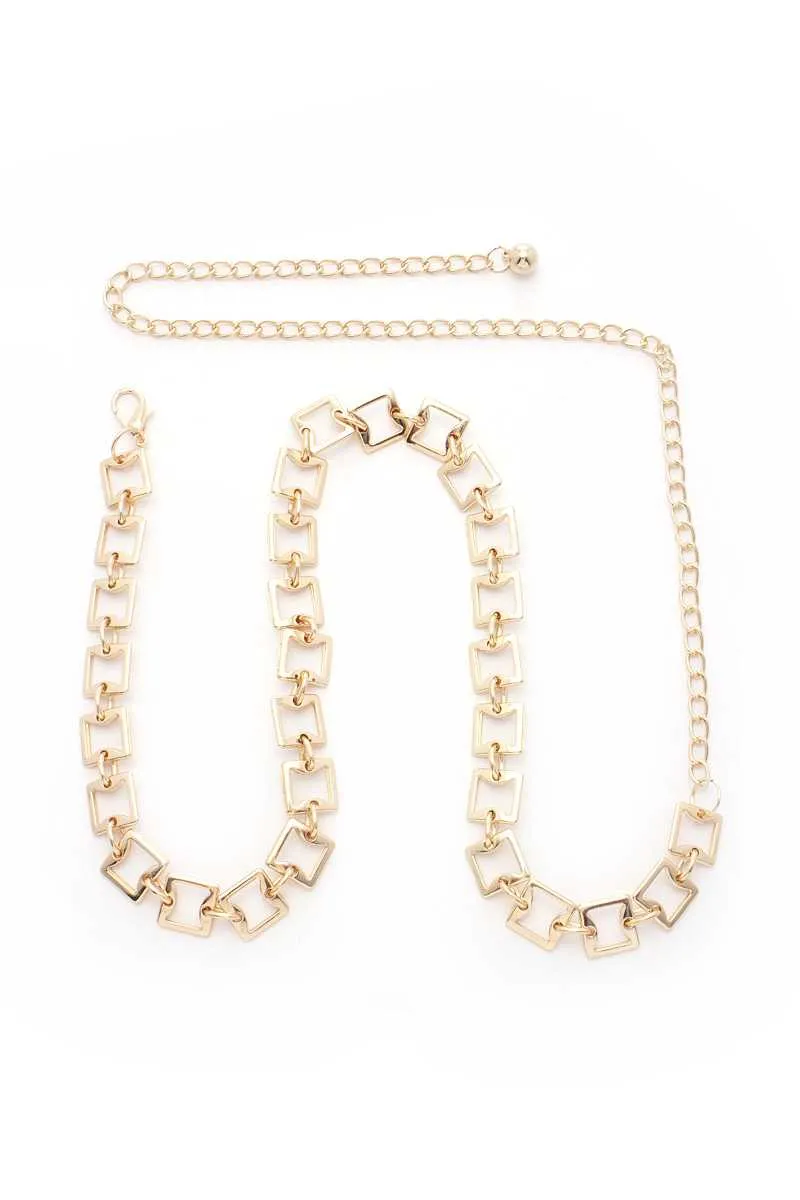 Square Link Metal Chain Belt