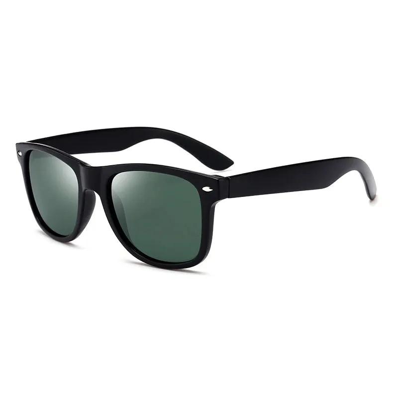 Square Polarized Sunglasses Retro Black UV400 Anti-Glare Driving Shade