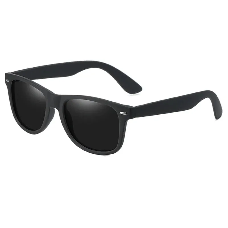 Square Polarized Sunglasses Retro Black UV400 Anti-Glare Driving Shade