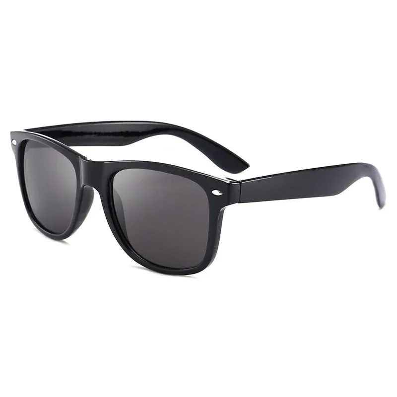 Square Polarized Sunglasses Retro Black UV400 Anti-Glare Driving Shade
