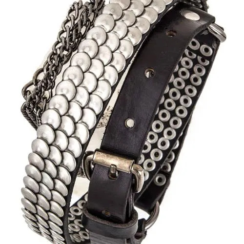 Stud and Chain Skinny Belt