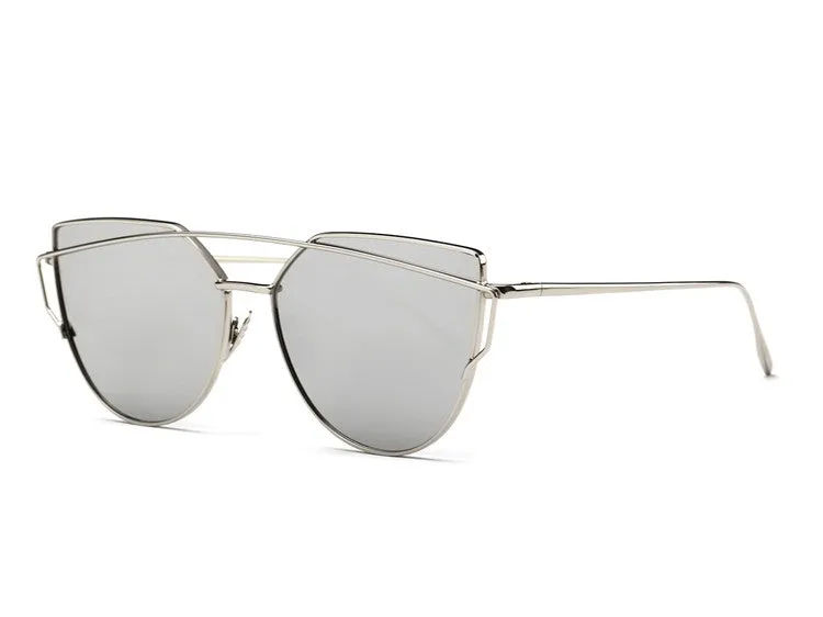 Sunglasses Women Newest Metal Nose Pad Cat Eye Sun Glasses Brand Designer Green Plating UV400
