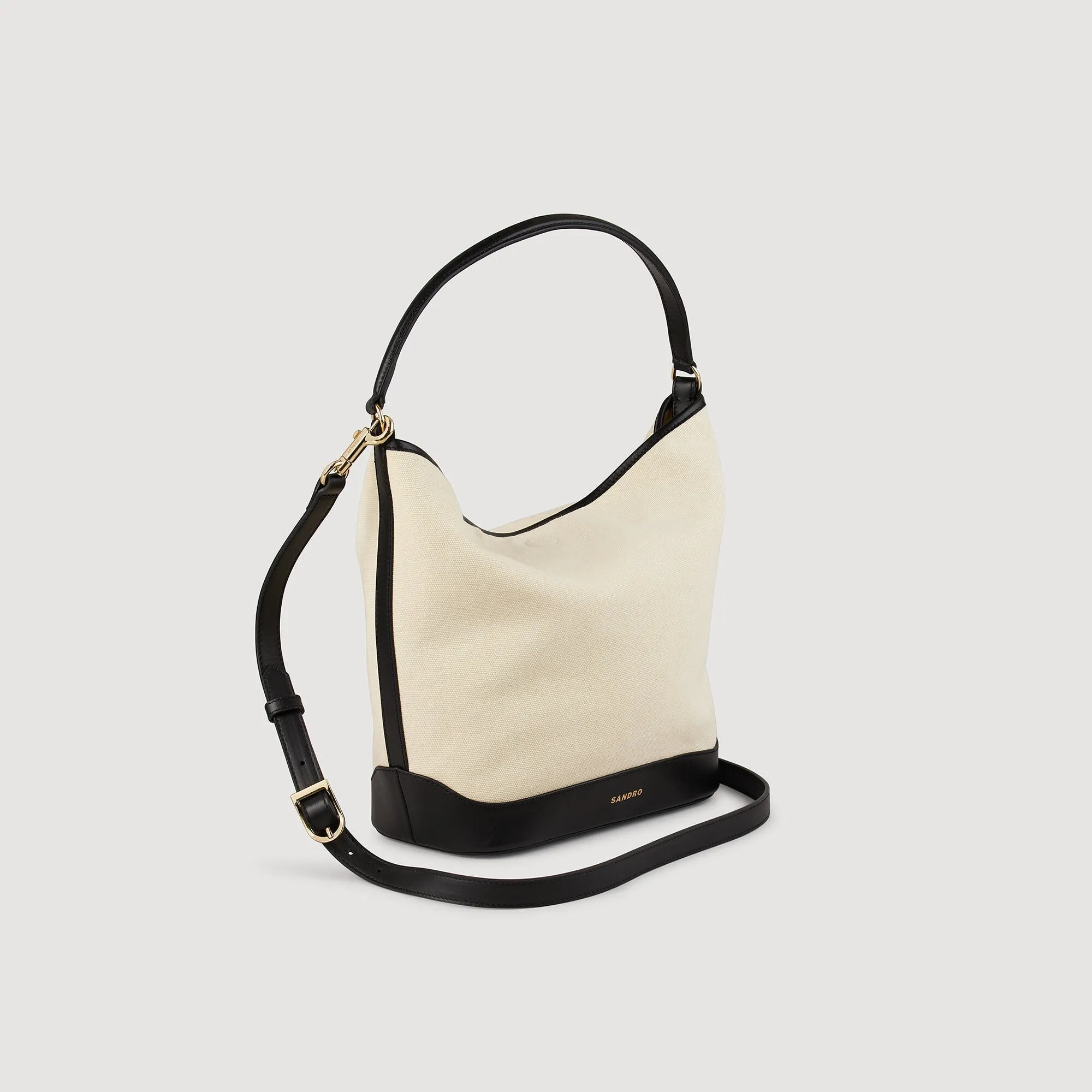 Tangoso Canvas Bucket Bag Ecru/Black