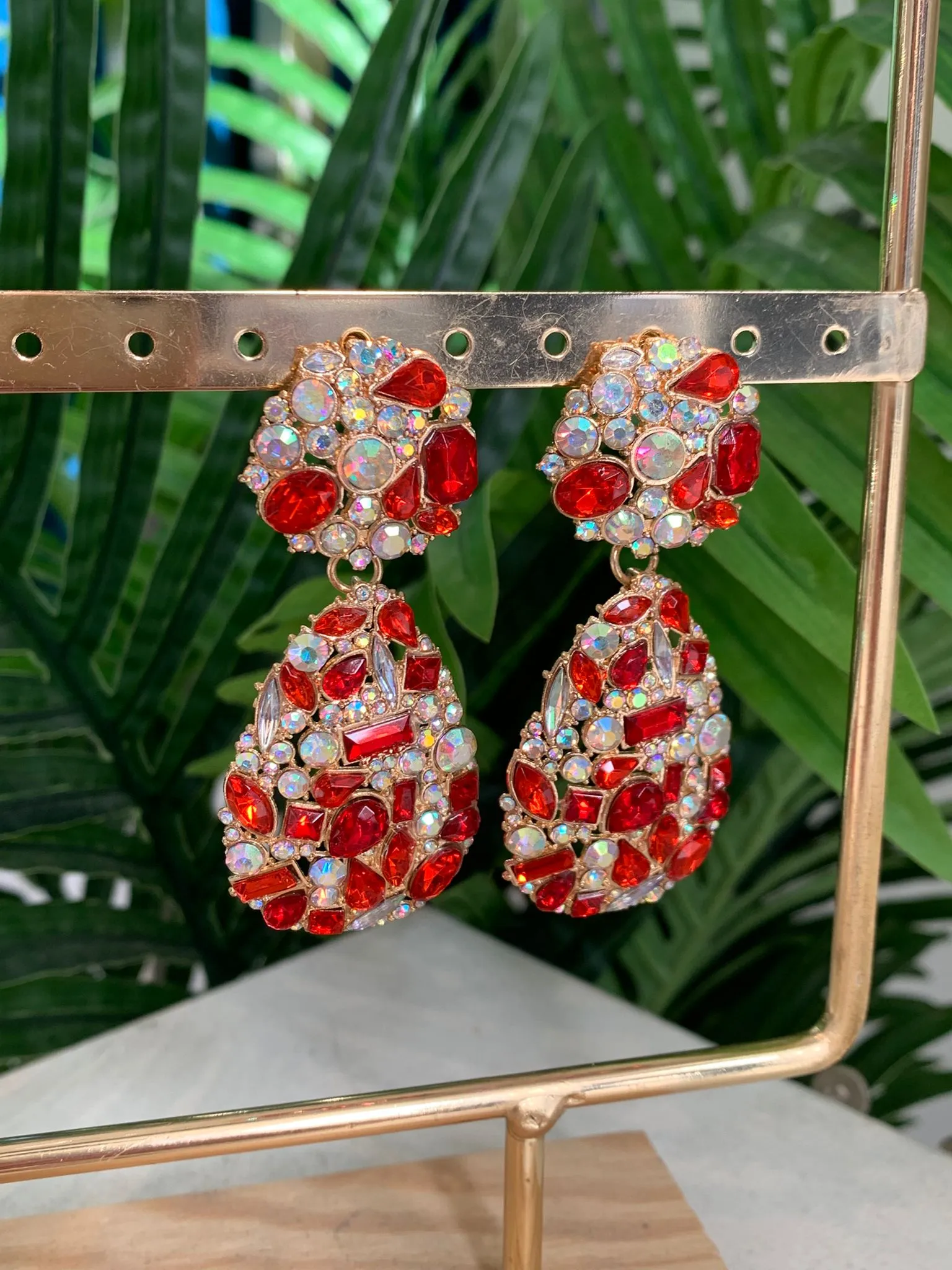 Teardrop Statement Red Earrings