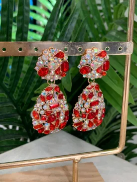 Teardrop Statement Red Earrings