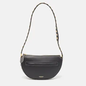 Trendy Inspired Burberry Black Leather Mini Studded Olympia Zip Bag